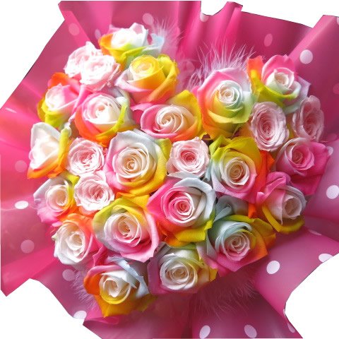 Amazon｜レインボーローズ プリザーブドフラワー ハート｜プリザーブド